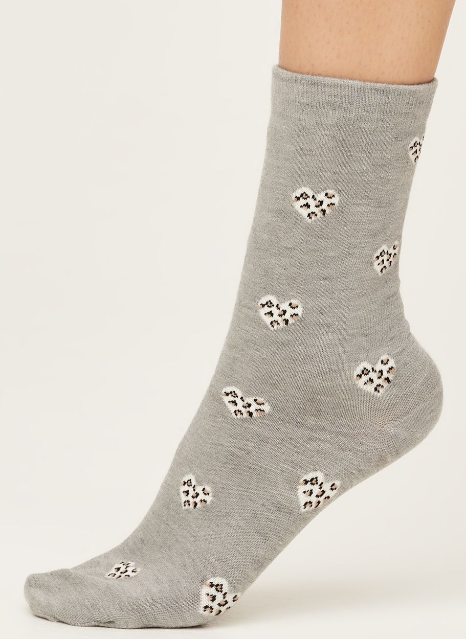 Damen-Socken Leopard Heart Mid Grey Marle