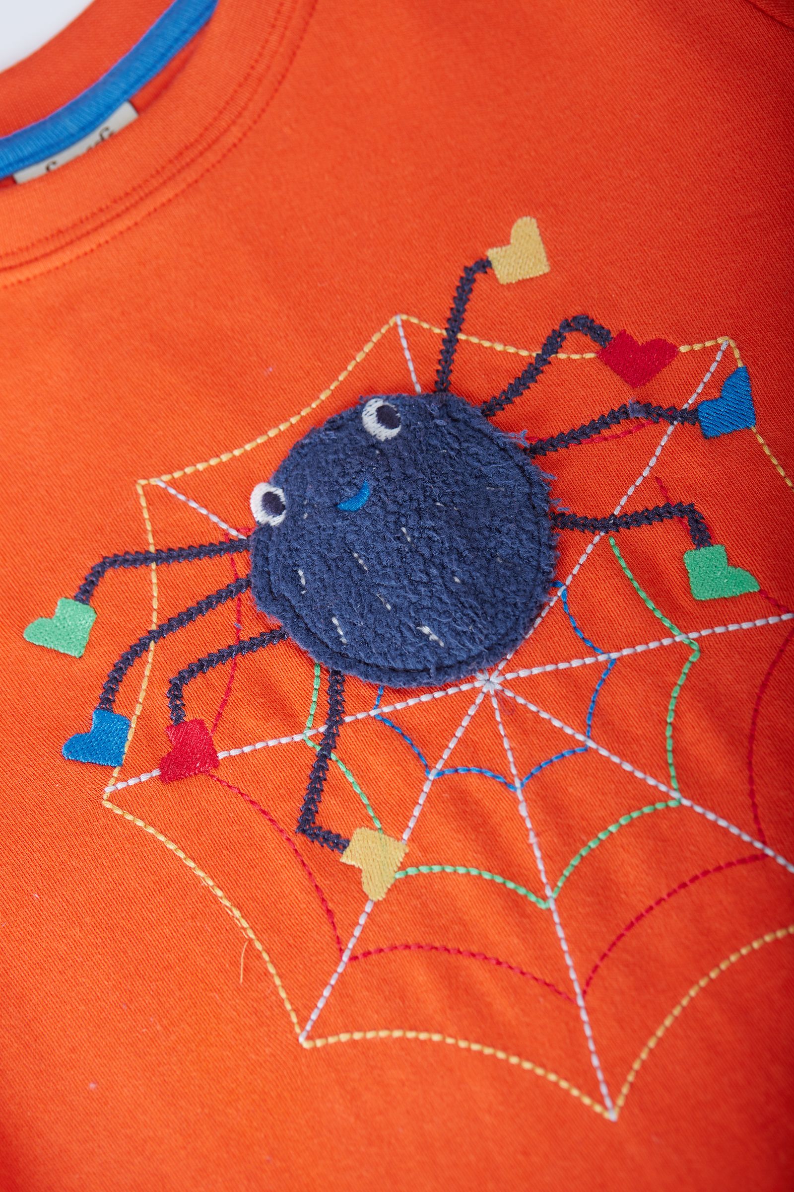 Kinder-Longsleeve mit Spinnen-Stickerei