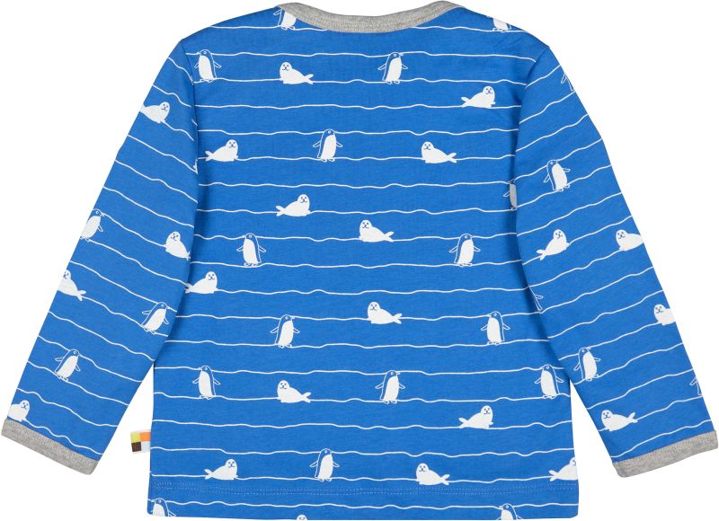 Blaues Kinder-Longsleeve mit Robben und Pinguinen