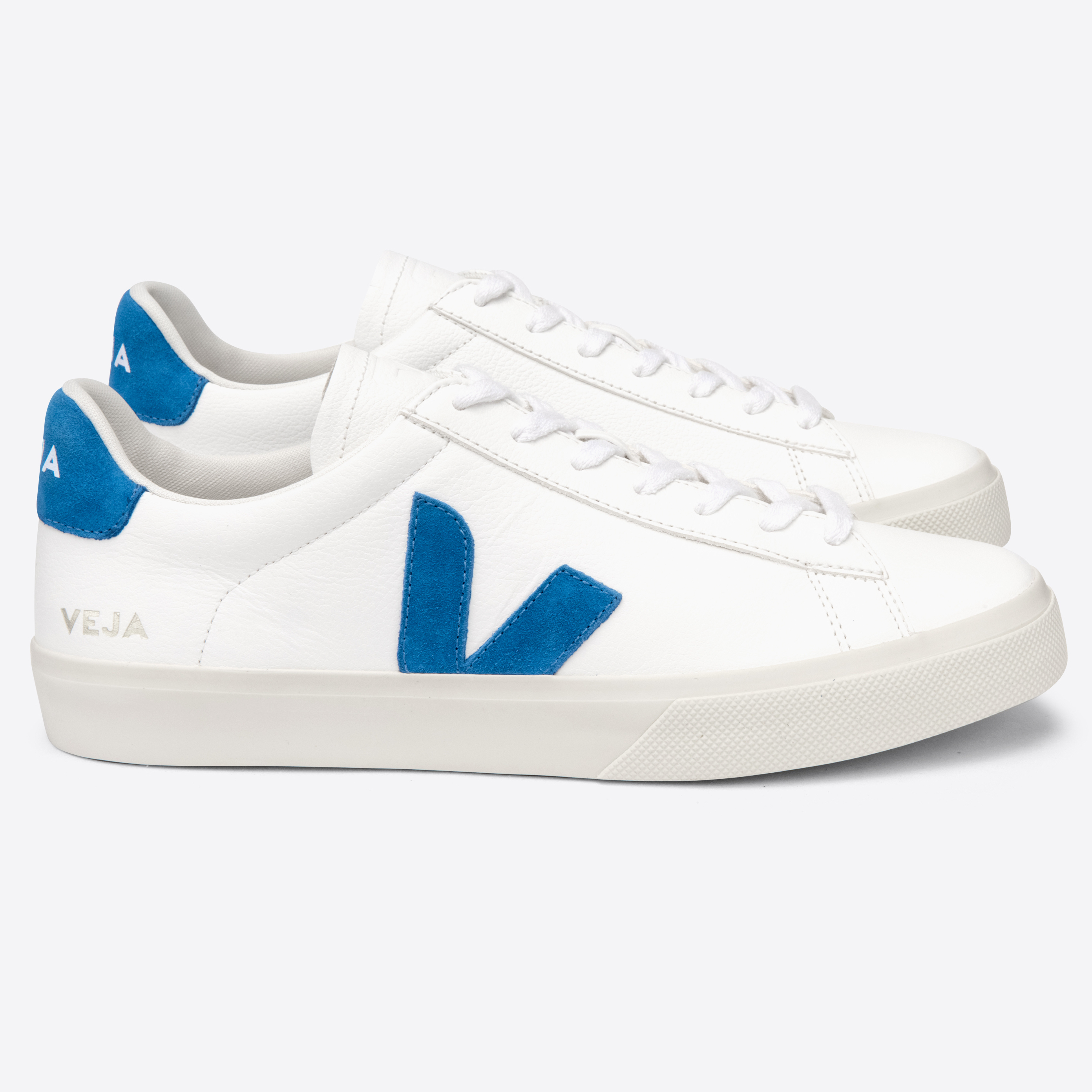 Herren-Sneaker Campo Chromefree Leather White/Swedish Blue