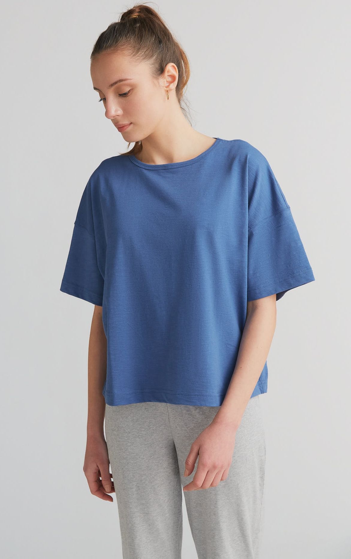 Basic Flammé-Shirt enzianblau