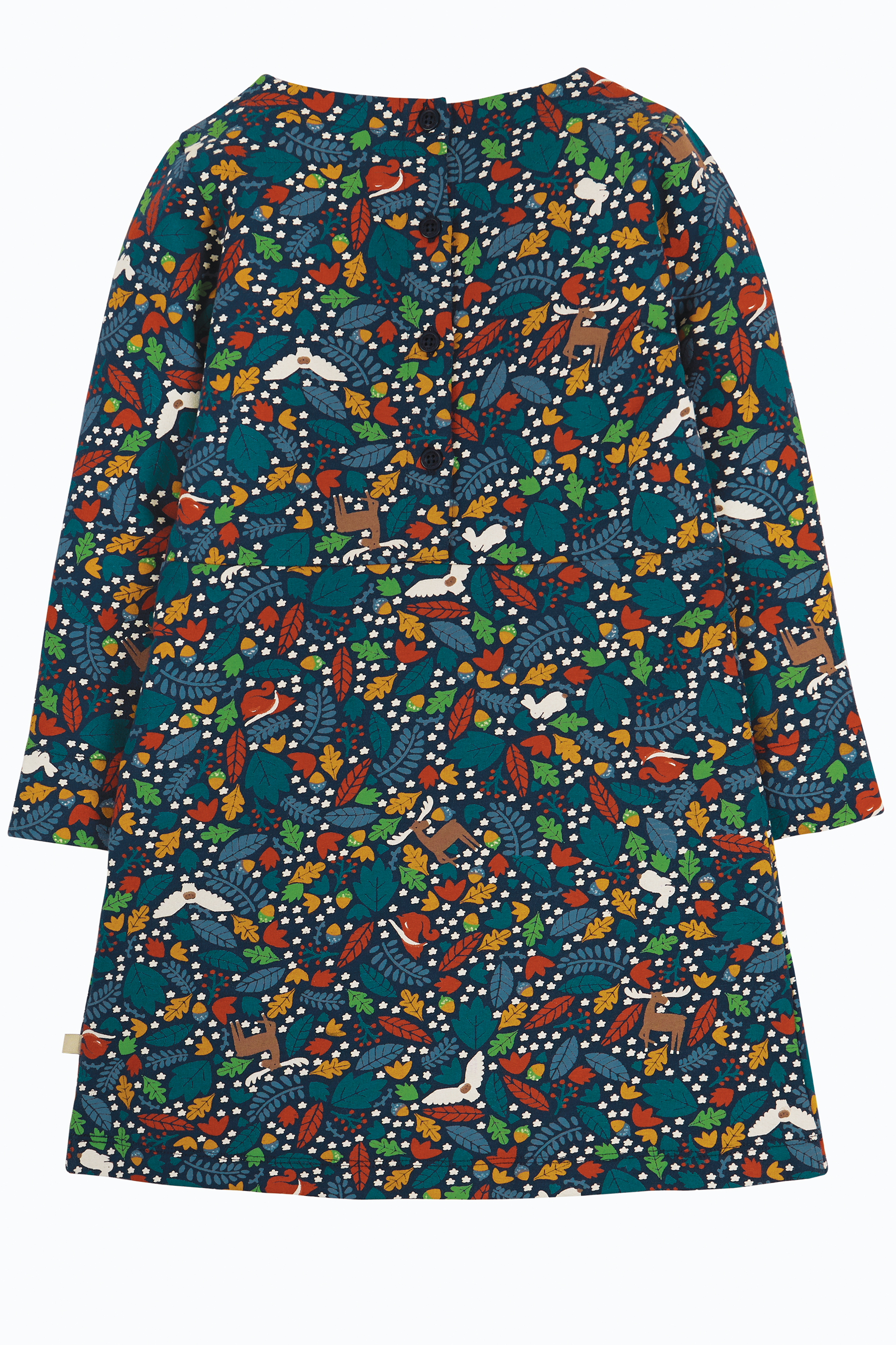 Kinder-Kleid mit Blätter- und Waldtier-Motiv