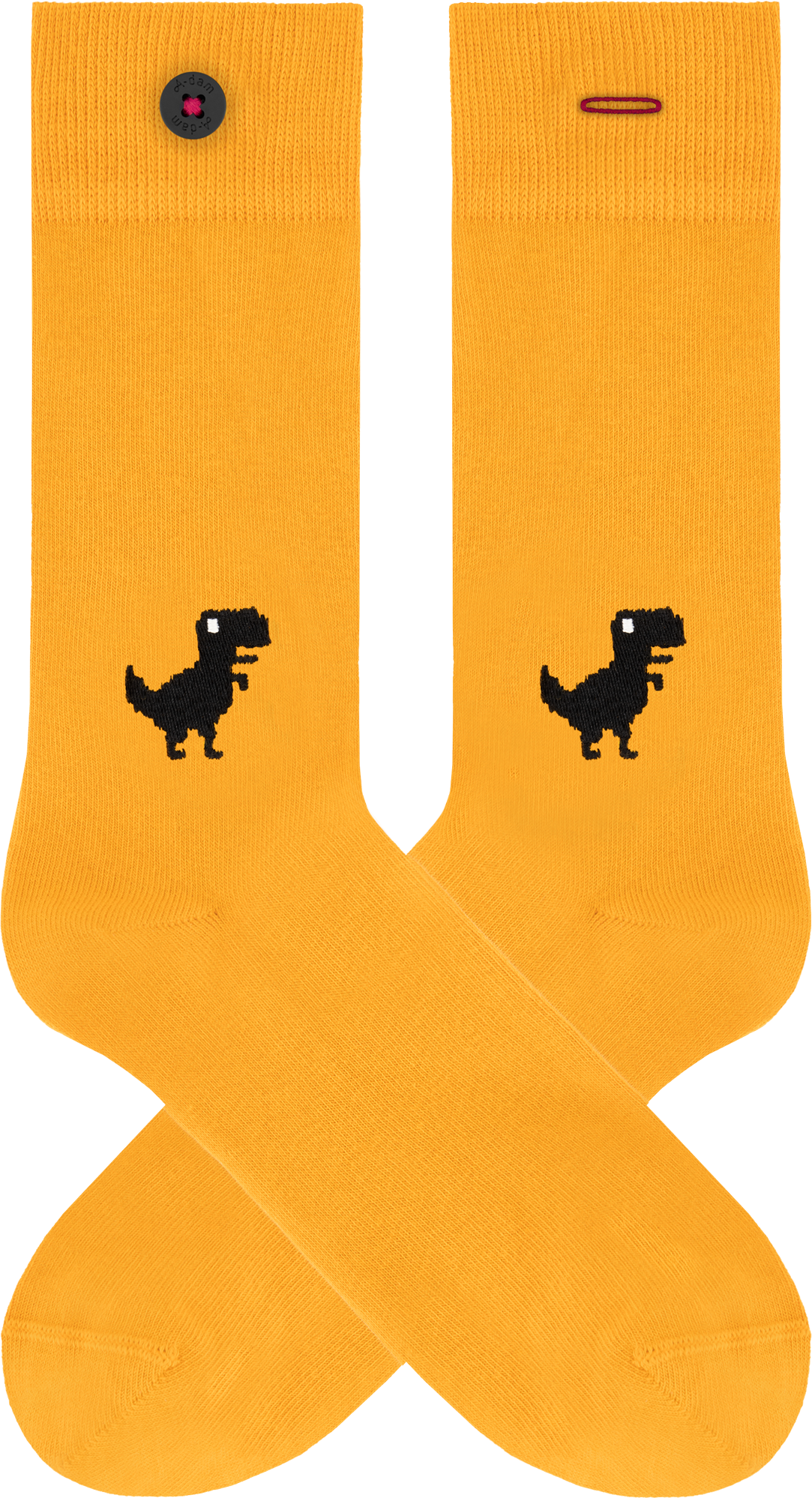 Gelbe Socken OKKO mit Dino-Stickerei