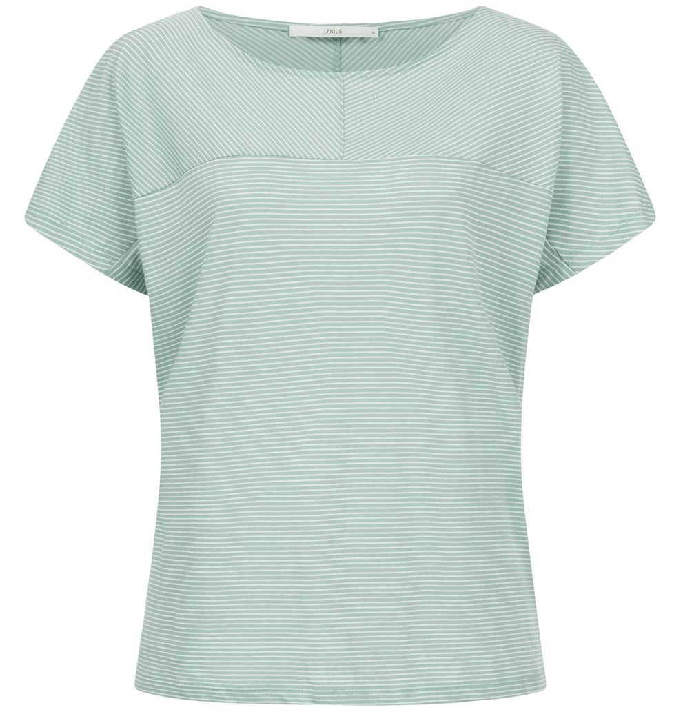 Kurzarm-Shirt mit Streifen mineral green/off white