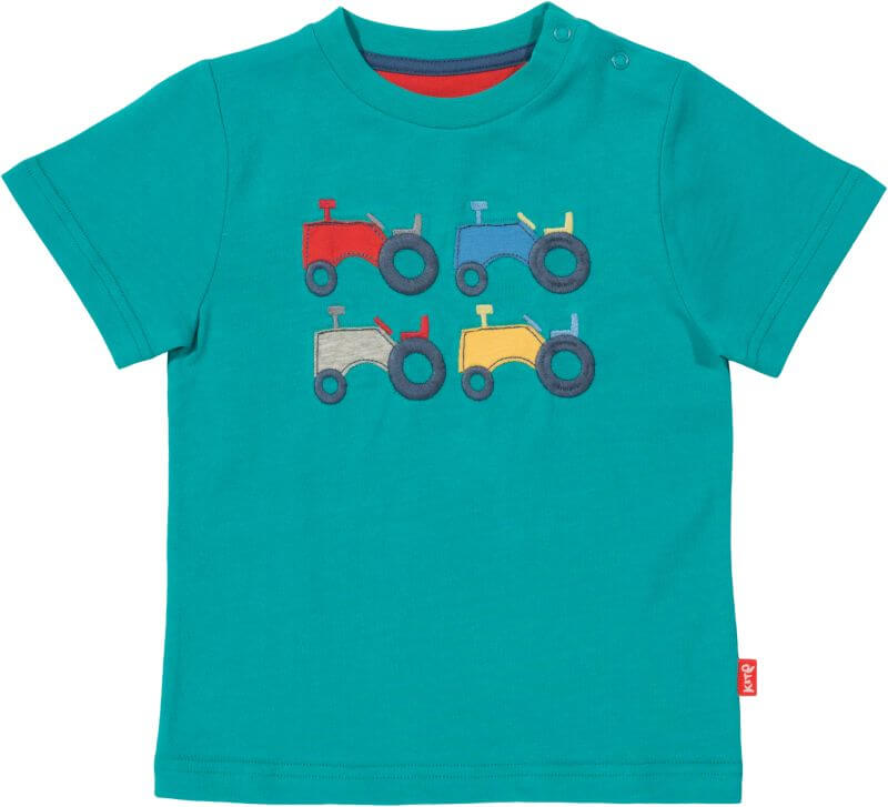 Blaues Baby-Shirt mit Traktoren