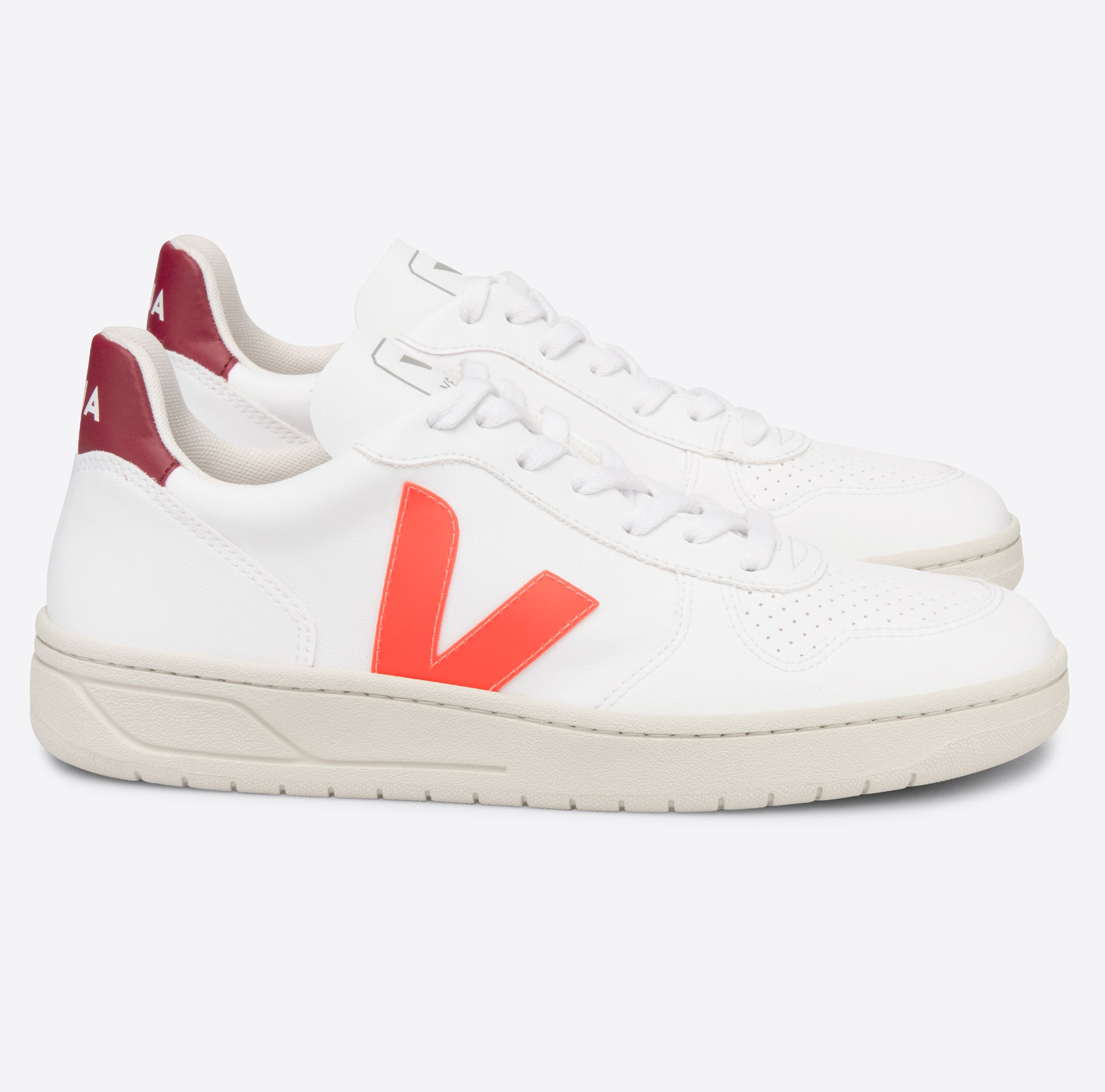 Vegane Herren-Sneaker V-10 CWL White/ Orange-Fluo/ Marsala