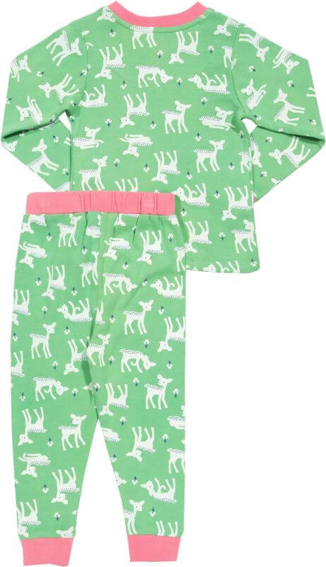 Grüner Mädchen-Schlafanzug mit Reh-Print