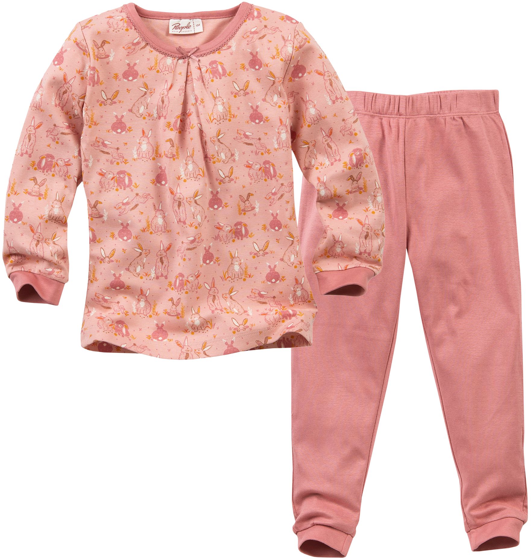 Zweiteiliger Langarm-Schlafanzug mit Häschen rosé
