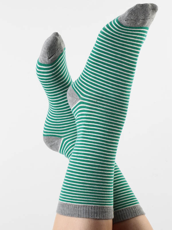 Damen-Socken grün gestreift 