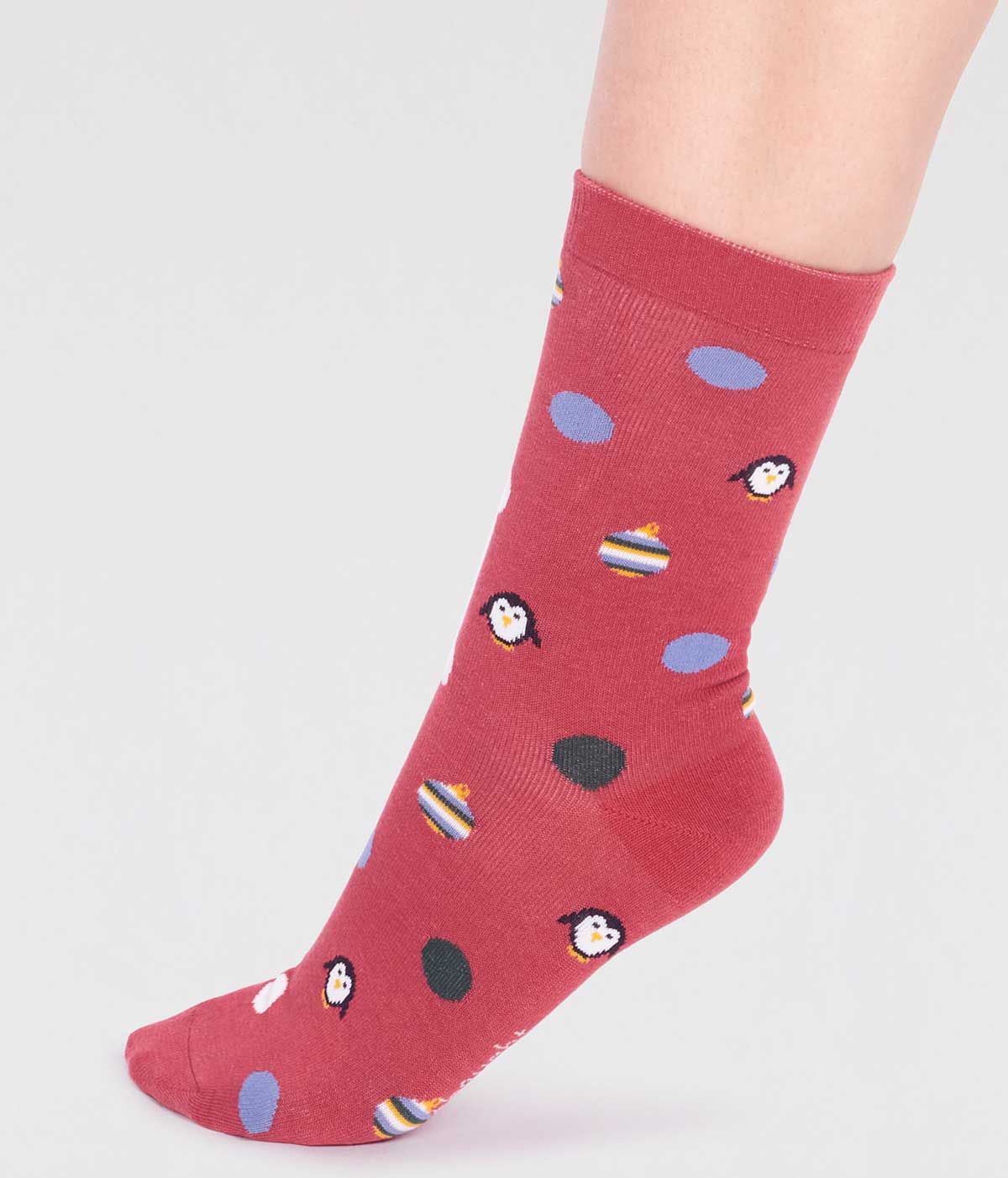 Bambus-Socken Neva Penguin Socks Brick Red
