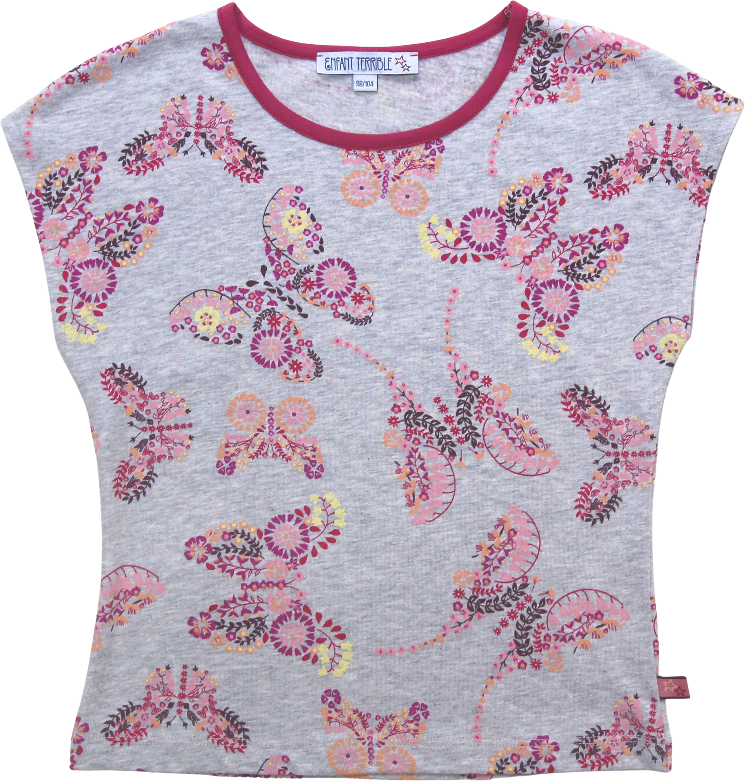 Gemustertes Shirt mit Schmetterlingen silvermelange