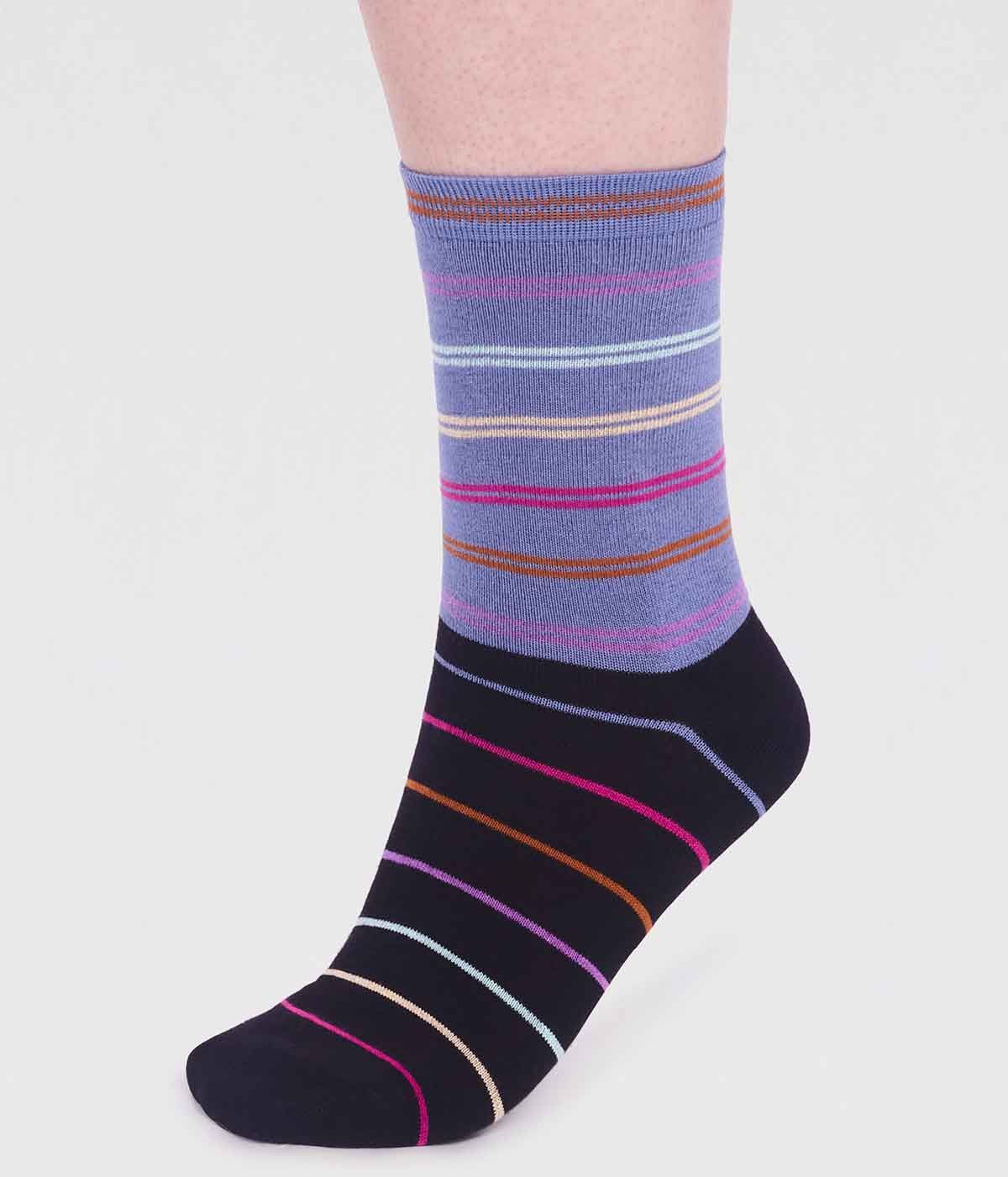Bambus-Socken Lauryn Stripe Socks Periwinkle Blue