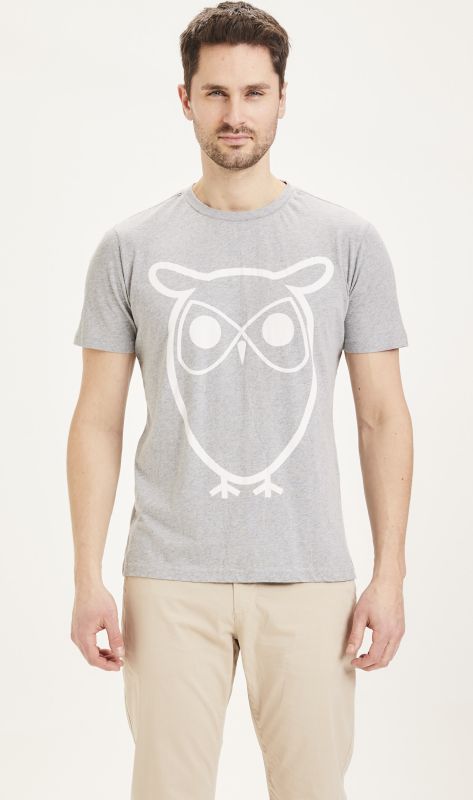 Basic Herren-Shirt ALDER Owl in Grey Melange