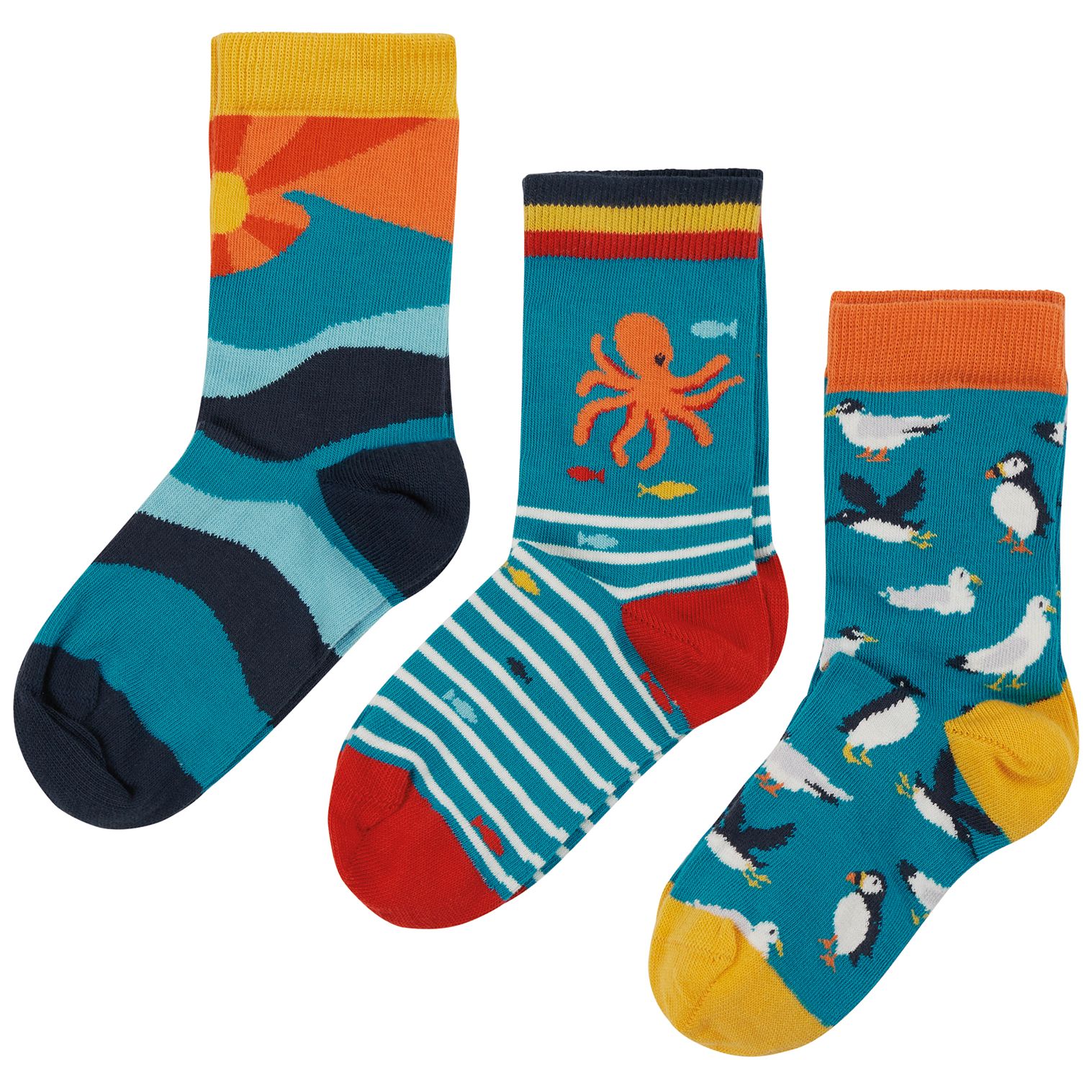 Kinder-Socken im 3er-Pack mit Meeresmotiven