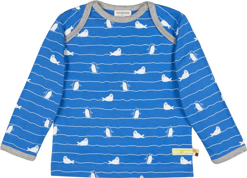 Blaues Kinder-Longsleeve mit Robben und Pinguinen