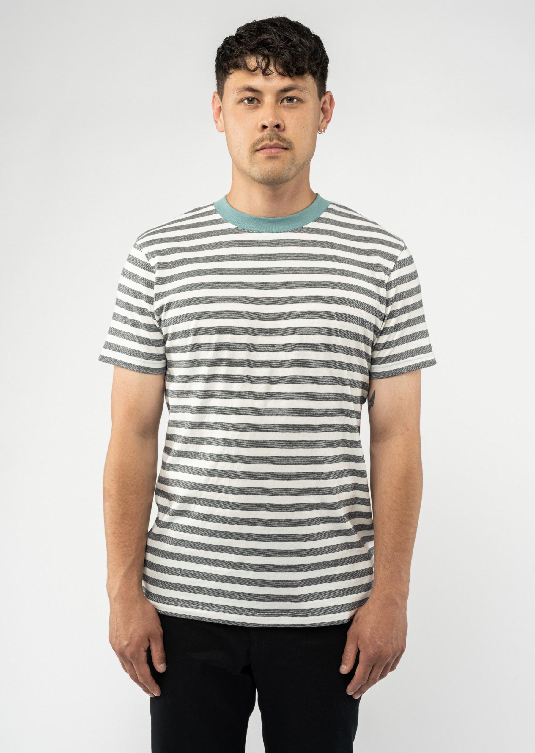 Gestreiftes T-Shirt AVAN thin stripes/ turquoise