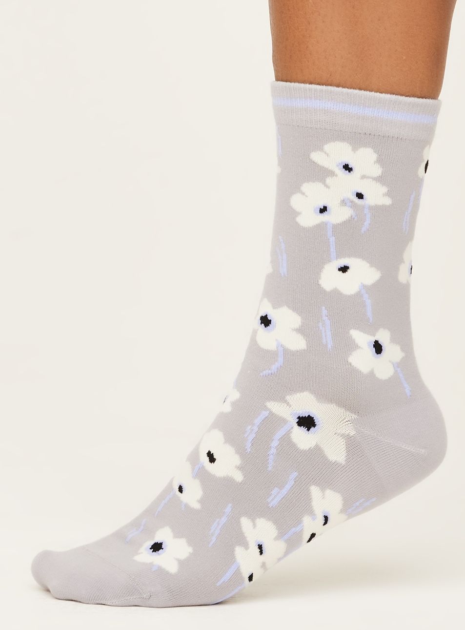 Damen-Socken Summer Poppies Pebble Grey
