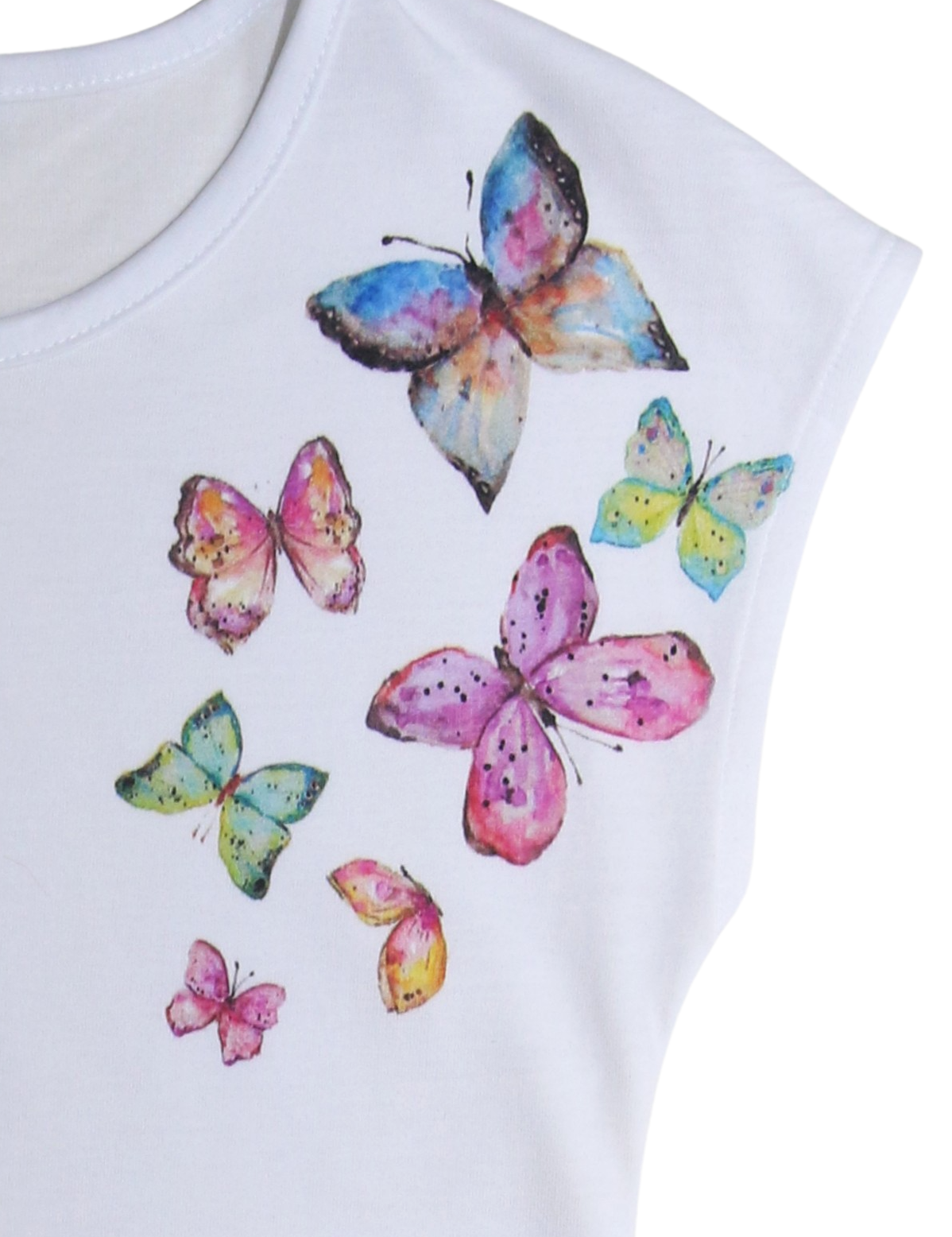 Kurzarm-Shirt mit Schmetterlingsdruck white